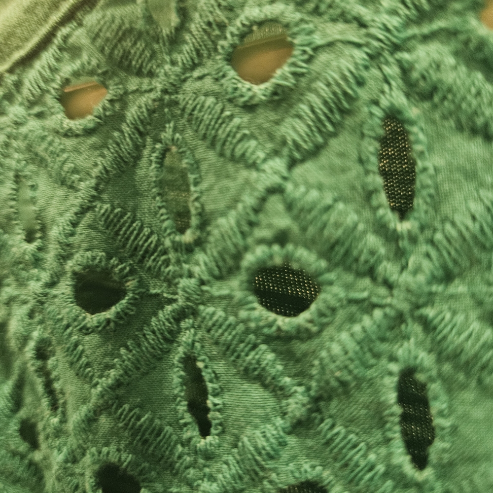 St. John's Bay Green Eyelet Yoke Short Sleeve Top - Picture 3 of 4